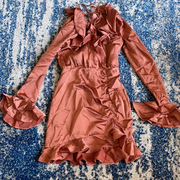 MAJORELLE Nelly Mini Dress in Terracotta Brown XS - Picture 9 of 14